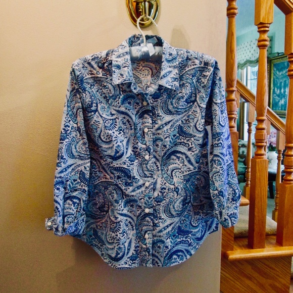 Appleseed's Tops - Appleseed's Shades of Blue Paisley Blouse